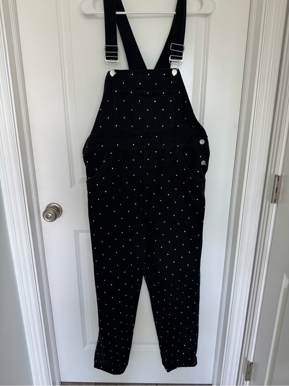 WeWoreWhat Black Polka Dot Denim Overalls